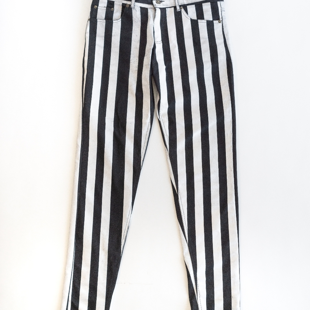 Black and White Striped Skinny Jeans